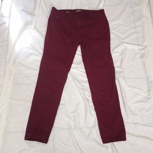 Loft cranberry modern skinny pants